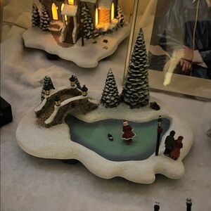 Thomas Kinkade Illuminated Holiday Village with Santa and Bridge